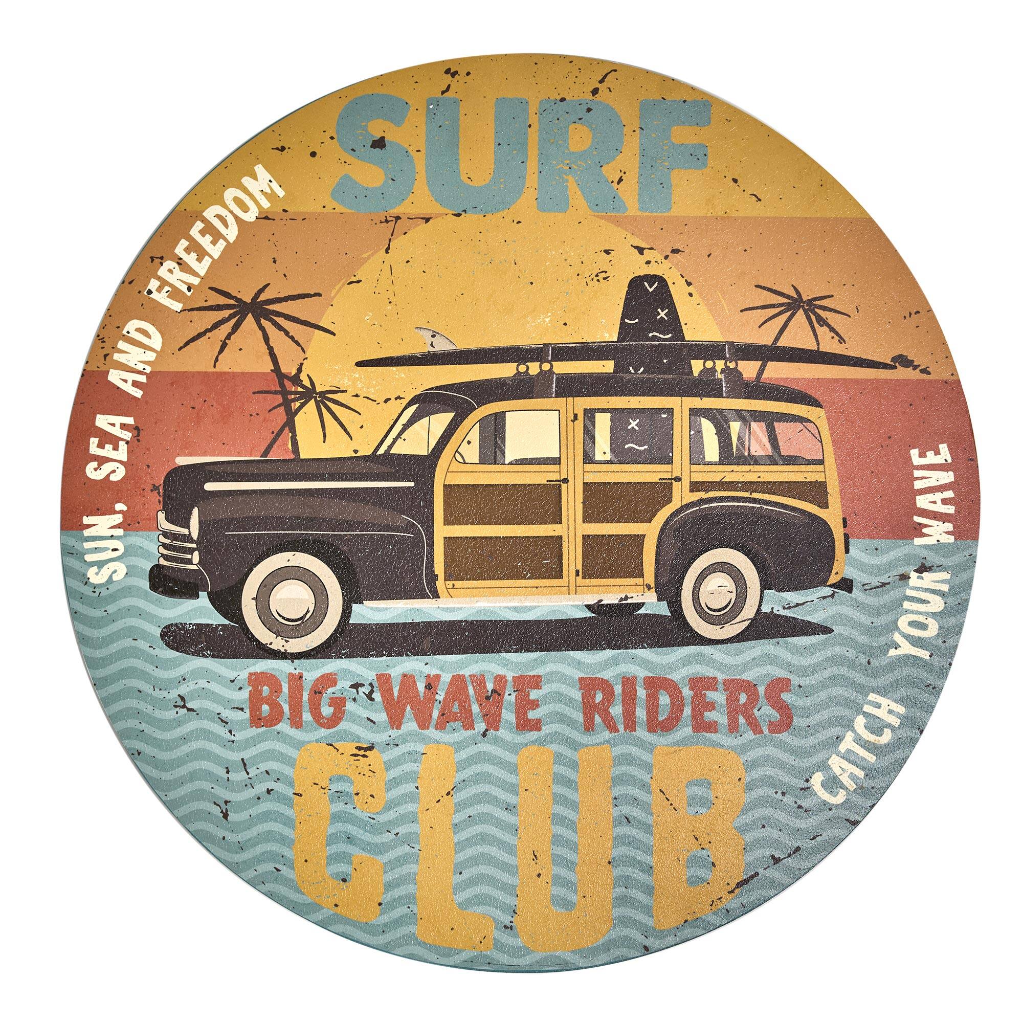 American Art Decor Surf Club Round MDF Wall Plaque - 20" x 20" x 0.35"